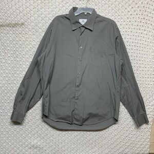 Armani Exchange Shirt Mens XL Gray A/X 100% Cotton Long Sleeve Button‎ Up